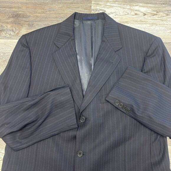 Daniel Cremieux Striped Blue Black Mens 42R Loro Piana Suit Sport Coat Blazer - Picture 1 of 13